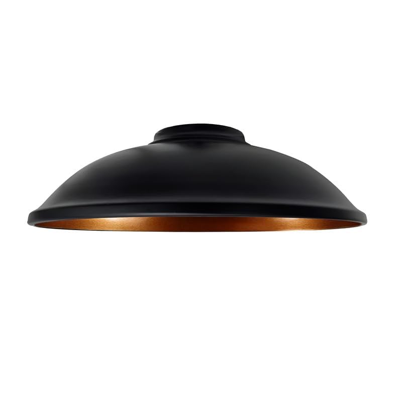 LEDSone Industrial Vintage Retro Ceiling Light Shade 24cm Metal Lampshade Black Inner Gold Easy Fit Light Shade for Kitchen Living Room — image 1