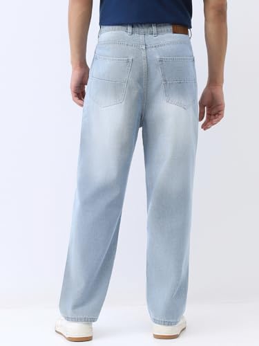 Image of Urbano Fashion Men's Loose Baggy Fit Washed Jeans Non-Stretchable