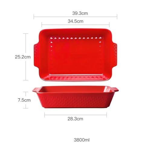 Bandeja rectangular de cerámica grande para horno de 3800 ml con doble asa 4