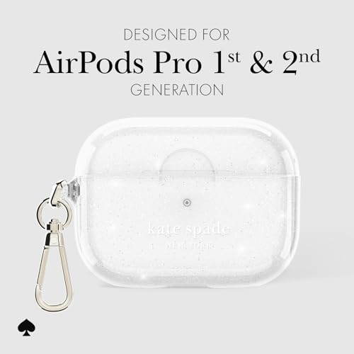 Image of kate spade new york AirPods Pro Protective Case with Keychain Ring -That Sparkle Silver, Compatible with AirPods Pro 2nd / 1st Generation