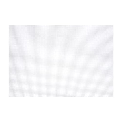 Image of MECCANIXITY 6pcs 16.5 inchx24 inch Plastic Mesh Canvas Sheet 6 Count Needlepoint Blank Canvas for Embroidery Knit Crochet Acrylic Yarn Crafting, White