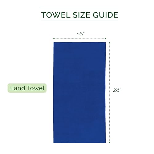 Image of Elegant Comfort Luxury 100% Turkish Cotton Corduroy Ribbed 4 Pack Hand Towel Set 16 x 28 Inch - Absorbent, Super Soft, Quick Dry, Premium Towels for Bathroom, Gym, Spa and Hotel Use, Royal Blue