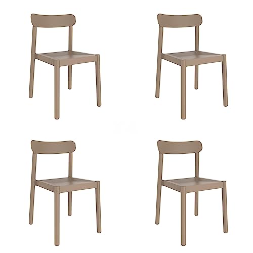 resol garbar Elba Set 4 Silla Interior, Exterior | jardín, terraza, balcón, Salon, Cocina, Comedor | diseño, Ligero, apilable | Arena