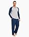 GYS Bamboo Viscose Men's Pajama Sets Long Sleeve 2 Piece Lounge Set with Pockets, Deep Blue, Medium