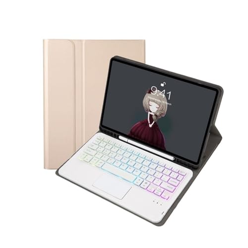 Clavier Tactile rétroéclairé pour Samsung Galaxy Tab S9 S8 S7 étui amovible doré