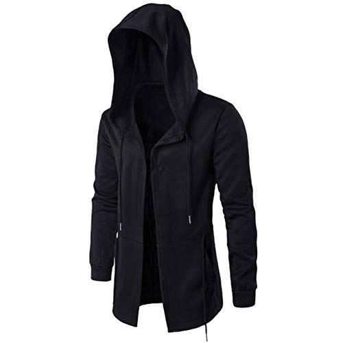 HOSD Sudaderas con Capucha de diseño Largo Sudadera de Hip Hop de Moda para Hombre Streetwear Abrigos Negros para Hombres Capa con Capucha Manto Sudadera con Capucha 5XL Sudaderas Negro XXXL