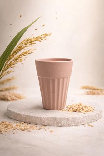 Image of HuskMade Eco-Friendly Tea Cup Set of 6 | Kulhad Style Coffee & Tea Mugs | 140 ml Unbreakable, Stain-Free, Heat Resistant, Reusable, Microwave Safe | Rice Husk & Bamboo Fibre | Pastel Peach