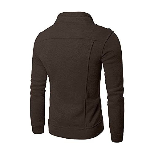 Ymosrh Mens Winter Jackets Men's Fashion Casual Loose Stand Collar Button Decorated Sweatshirt Jacket for Men3