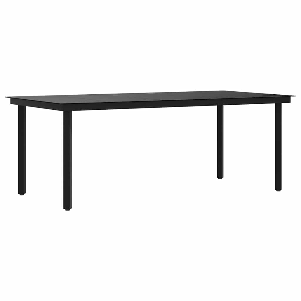 vidaXL Tavolo da Pranzo da Giardino Nero 200x100x74 cm Acciaio e Vetro