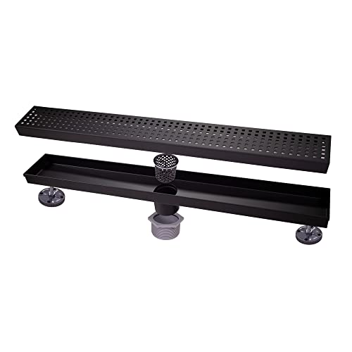 Drain de douche linéaire rectangulaire caniveau noir mat 91 cm