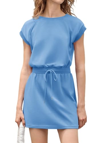 Robe athlétique d'été femme avec cordon de serrage et col rond décontracté