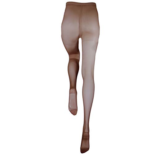 Image of Truform Sheer Compression Pantyhose, 15-20 mmHg, Women's Shaping Tights, 20 Denier, Taupe, Queen (Pack of 2)