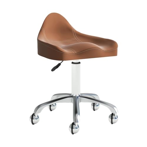 FXLUHAY Taburete con Ruedas Ajustable, Ideal for oficinas y Estudios de Maquillaje.(Brown)