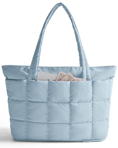 Image of BAGSMART Expandable Tote Bag for Women, Puffer Work Tote Handbag, Quilted Carry On Bag for Travel Gym