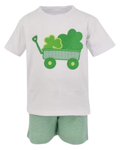 Image of Unique Baby Boys 2pc Shorts Set Outfit Short Sleeve Shirt with Embroidery Design and Shorts