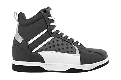 CALTO Men's Invisible Height Increasing Elevator Trainer Shoes - Grey/White Lace-up Fashion High-Top Sneakers - 3.2 Inches Taller - S3721 - Size 8 D(M) US2