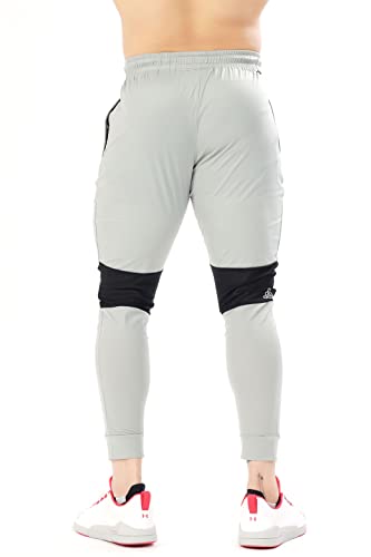 Image of FUAARK Men's Nylon Lycra Stretchable Jogger Trackpants with Zipper Pockets