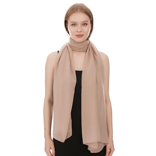 Shawl Factory Chiffon Schal Damen Sand - Seidenweich und Federleicht - Eleganter Halstuch Schal - Polyester Tuch Halstuch Damen Frühling Sommer - Pflegeleichtes Schaltuch - Damenschal Leicht (Sand)