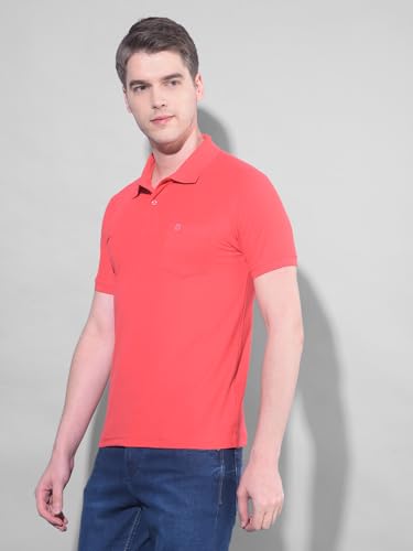 Image of Dollar Men's Pack of 1 Solid Cotton Blend Polo Neck T-Shirt