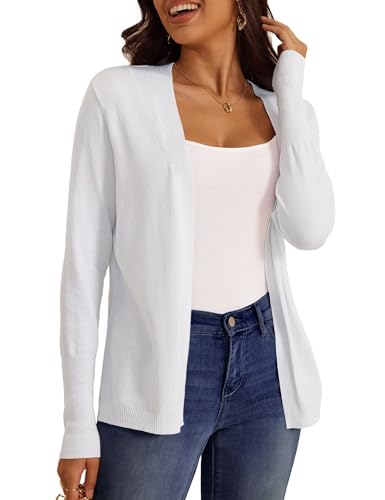 FOLUNSI Women‘s Caridgan Sweaters Casual Draped Open Front Cropped Caridgans Long Sleeve Lightweight Knit Sweater S-XL