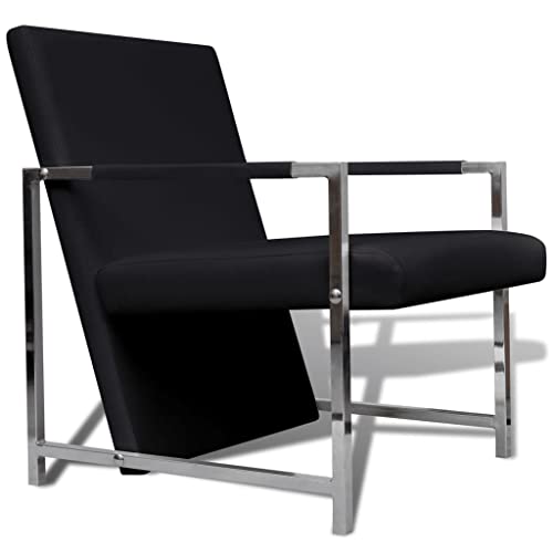 Sillón Plegable Negro Cuero Sintético miniatura 1