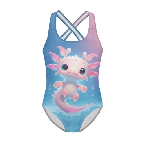 Image of Yzaoxia Girls' Swimwear One Piece Swimsuit for Kids Scoop Neck Bathing Suit Round Neck Swim Wear 5-14Y