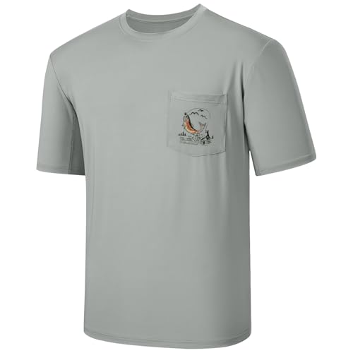 BASSDASH Men’s UPF 50+ Fishing Graphic T-Shirts Pocket Short Sleeve Shirt Quick Dry UV Sun Protection Casual Outdoor FS46M
