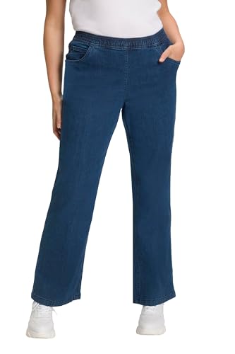 Ulla Popken Damen Marlene-jeans, Weit Jeans, Dark Blue Denim, 42W / 32L EU