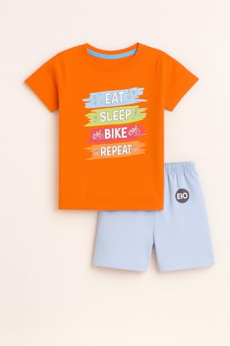 Image of EIO Boys Cotton Printed Dress Clothing Set Combo with Tshirts & Shorts-Pack 3