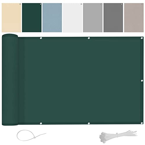AXT SHADE Tamaño Personalizado Pantalla Privacidad Balcón 0.9x2m Impermeable Ocultacion Balcon Protección Viento y Los Rayos UV con Ataduras de Cables para Exterior Terraza-Verde
