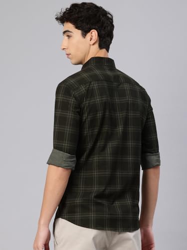 Image of Majestic Man Comfort Slim Fit Cotton Blend Checked Casual Shirt