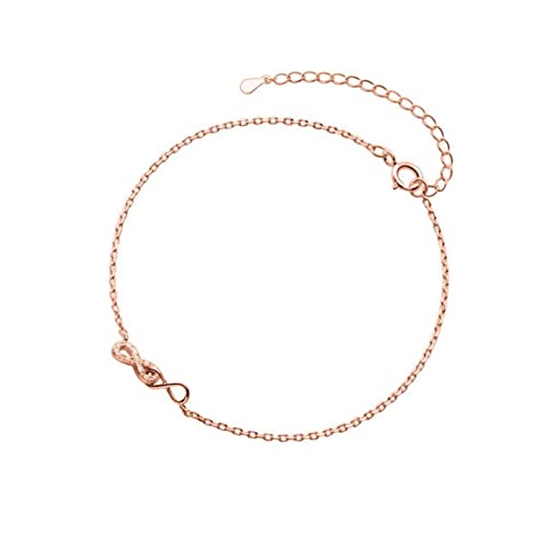 Tobillera de plata S925 minimalista con circonita cúbica diseño infinito