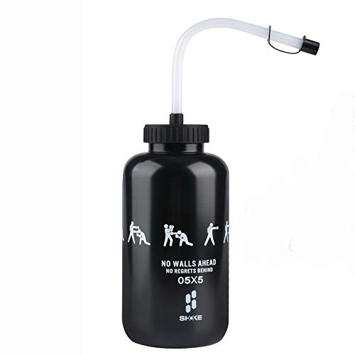 SHOKE Hockey Water Bottle with Long Straw BPA Free Plastic Squeezable Goalie Boxing