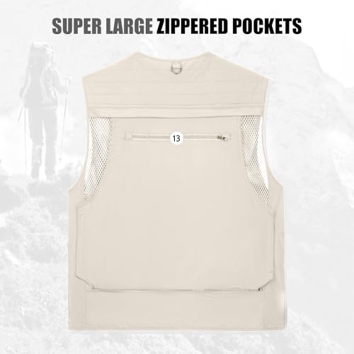 Image of AOTORR Mens Outdoor Work Safari Cargo Photo Travel Fishing Vests for Men with Multi-pockets