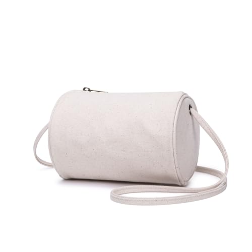 Cross Body Bag Womens Casual Cylinder Shape Handbag Simply New Popular Shoulder Bag Lightweight Stylish (Beige)