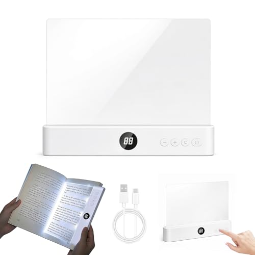 Buchlampe LED dimmbar mit 3 Lichtfarben, Leselicht mit Timer, Reading Book Light als Lesezeichen & Buchseitenhalter, USB-C Schnellladung, augenschonend & verschleißfest, Geschenk für Leseratten, Weiß