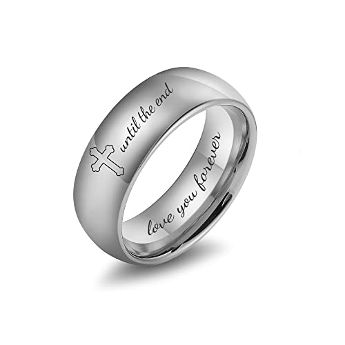 LerchPhi 6mm 8mm Tungsten Carbide Ring, Personalized Wedding Bands, Promise and Engagement Rings for Couple, Gift for Him and Her Anniversary, Polish Finished Comfort-fit Ring