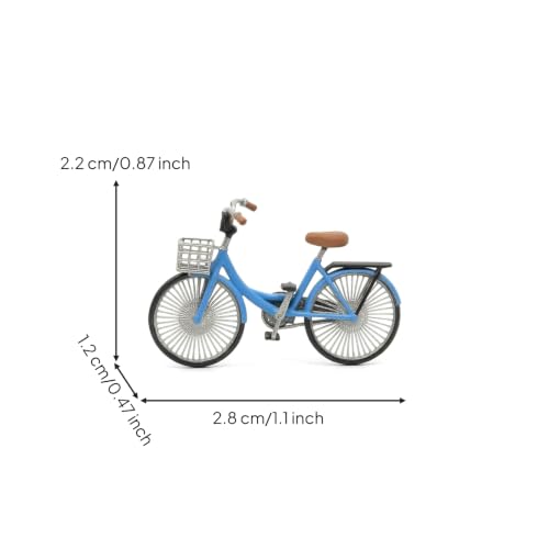 Bicicleta en miniatura con cesta para decoración de oficina y estantes de arte 7