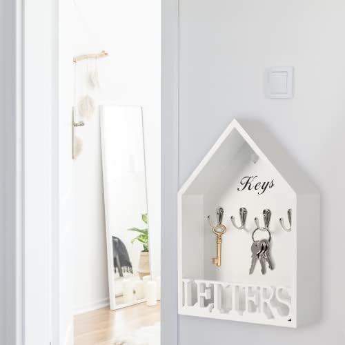 Marco Paul Vintage Style White Letter Rack & 4 Key Holder Hooks Storage Shabby Chic Wall Mounted Home Decor Hallway Livingroom Office