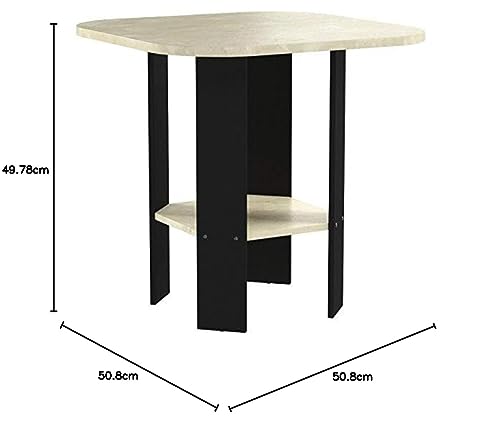 Image of FURINNO Simple Design 2-Pack End Side Table, Cream Faux Marble /Black