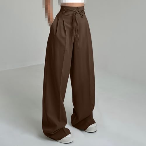 Womens Palazzo Pants Wide Leg High Waist Flowy Casual Loose Comfy Work Dress Pants Baggy Trousers with Pockets4