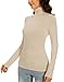 Beige Turtle Neck Shirts for Women Long Sleeve Casual Underwear Winter Fall Warm Layer Tops (Beige XS)