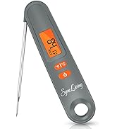 SYNC LIVING Instant Read Meat Thermometer with Digital Backlight Display, Magnet, Hang Hole, Fold...