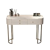 Grande capacité de rangement, tiroirs à compartiments multiples, coiffeuse blanche avec miroir éclairé ; les placards peu profonds peuvent servir à ranger masques/accessoires, les placards profonds peuvent servir à ranger lotions.