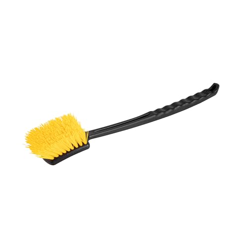 Image of Restaurantware Heavy-Duty Scrub Brush 1 Count 20Inch Plastic Handle - Industrial Utility Cleaning Brush with Ergonomic Grip - Stiff Yellow Bristles for Commercial Kitchen Or Tire Cleaning