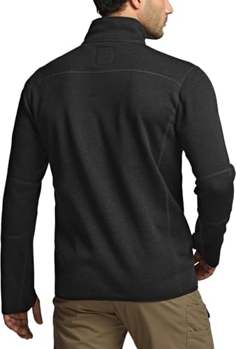 CQR Men's Quarter Zip Utility Fleece Pullover, Outdoor Casual Thermal Sweater, Chest Zipper Pocket, Mock Neck Long Sleeve2