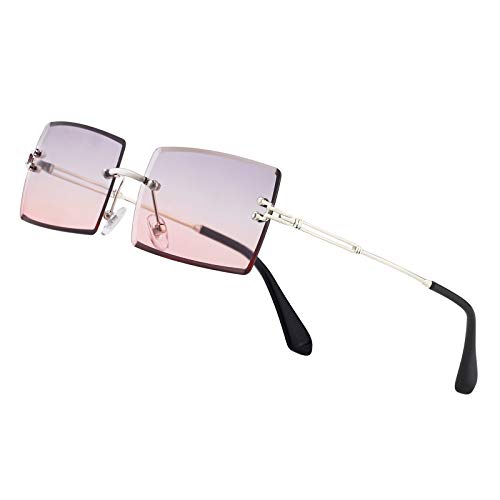 NIEEPA Fishion Small Rectangle Sunglasses Vintage Women Men Tinted Rimless Eyewear Ultralight Candy Color Ocean Sun Glasses Shades