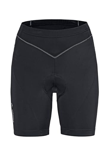 VAUDE Women's Active Pants, Funktionelle Radhose, atmungsaktiv, elastisch, schnelltrocknend, Funktionelles Sitzpolster, Passform: Slim fit, Black Uni, 48