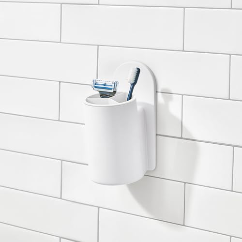 Gobelet auto-adhésif divisé blanc iDesign pour salle de bain rangée - 7
