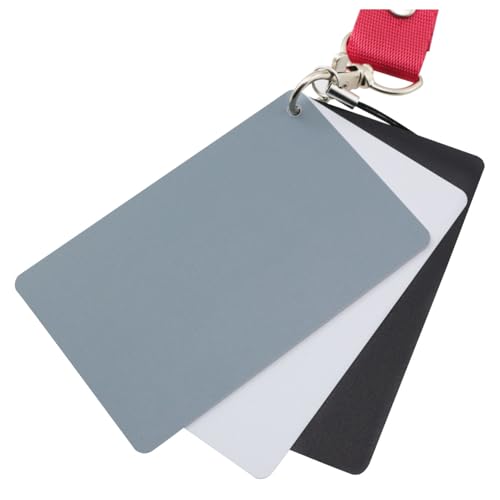 PZRT 1 Set Small Size 18 Degree White Balance Gray Card Black White Gray Three Colors with One Portable Lanyard Color Calibration Tool Camera Photography Exposure Balance Detector